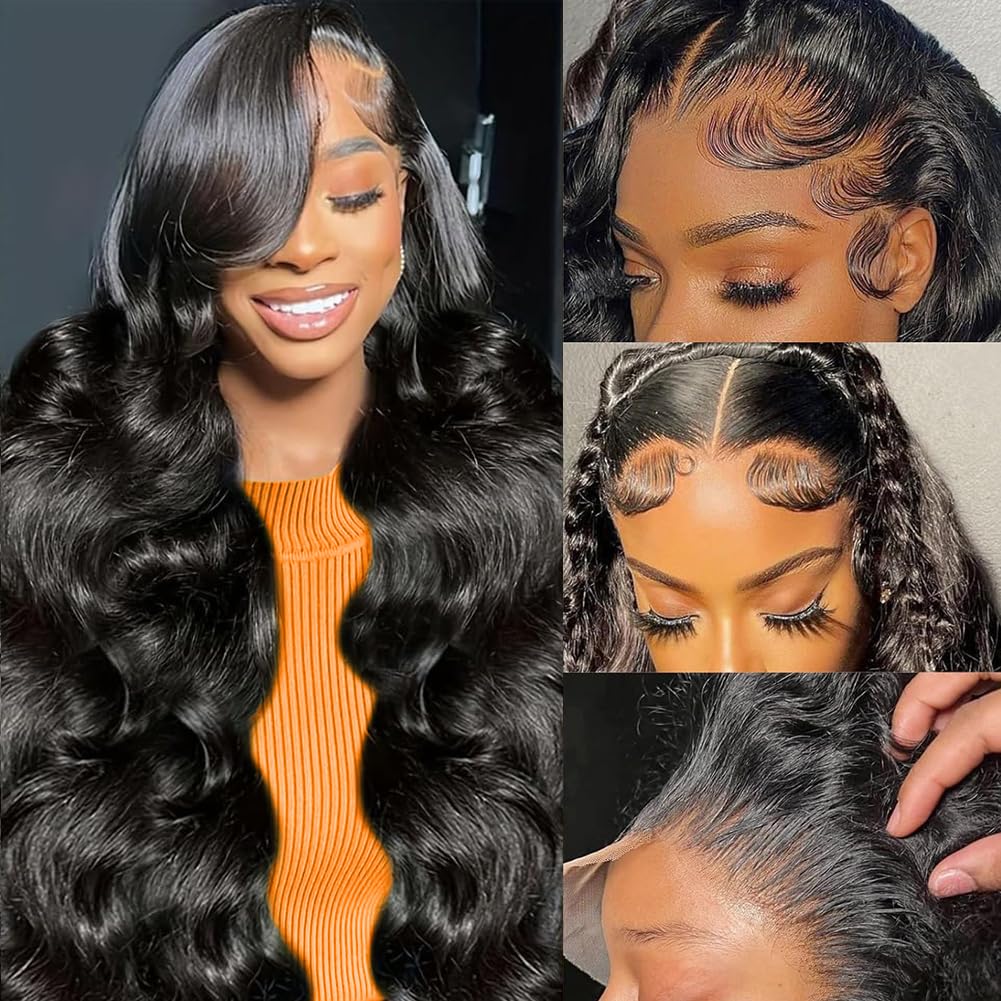 Hd Lace Frontal Wig Human Hair Pre Plucked - 46-calowe, wstępnie wybielone, wstępnie wstępnie przygotowane,