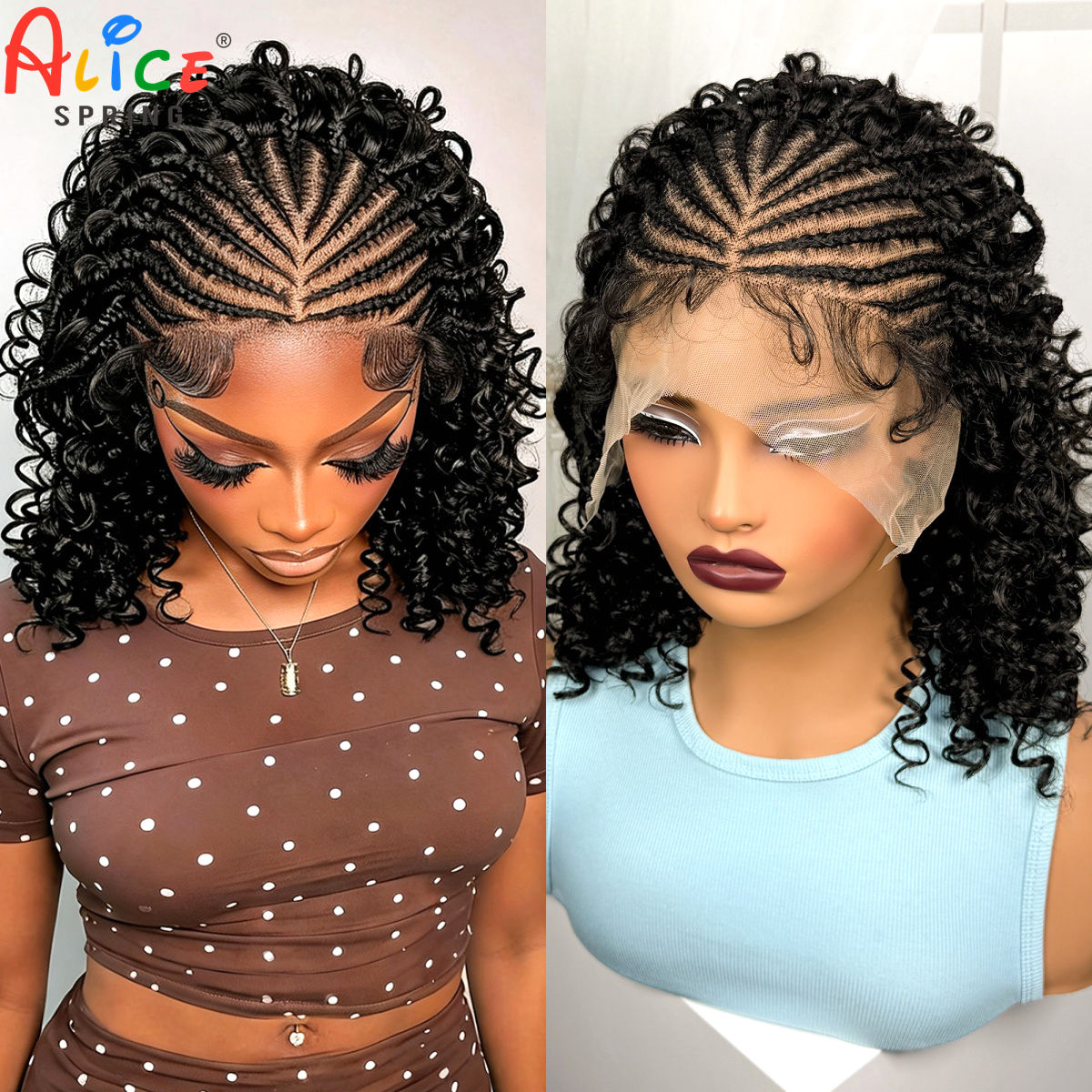 Synthetic Braided Wigs For Black Women - Peruki syntetyczne z naturalnymi warkoczami cornrow,