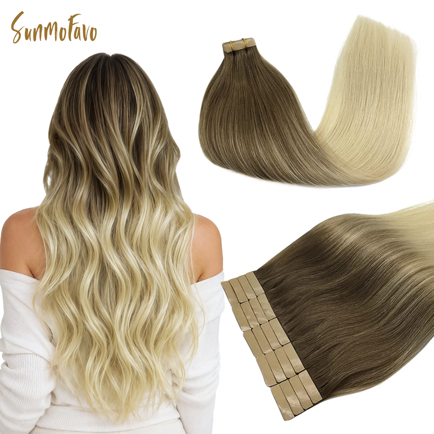 Invisible Tape In Extensions Real Hair - Sunmofavo – niewidoczne pasemka do przedłużania